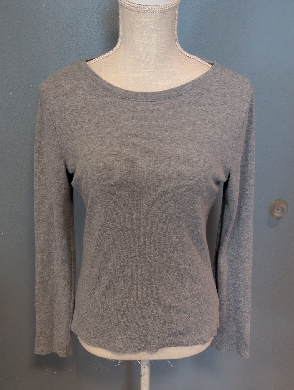 Time&Tru Ribbed Knit Henley Long Sleeve Cotton Blend Baselayer Shirt Gorpcore